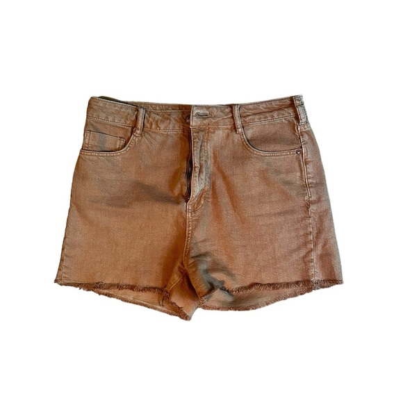 Anthropologie Pilcro Cutoff Denim Jean Shorts Size 29 Rust Brown Frayed Hem - Picture 1 of 6